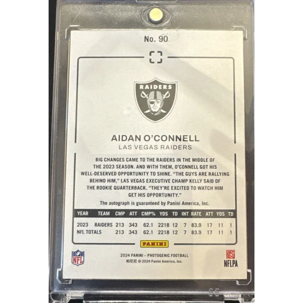 2024 Panini Photogenic Aidan O’Connell Auto /49  🏈 🔥🔥💥